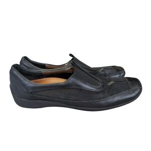 Tacco Italian Black Leather Slip On Comfort Walking Loafers Shoes 8.5 Perforated